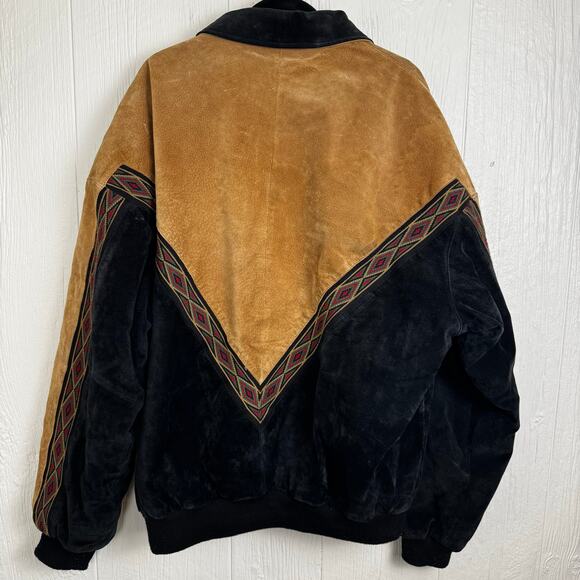 Cripple Creek Vintage Leather Aztec Colorblock Suede Jacket Size XXL Western - Picture 9 of 14